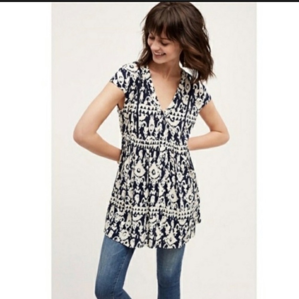 Anthropologie Vanessa Virginia Blue & White Float